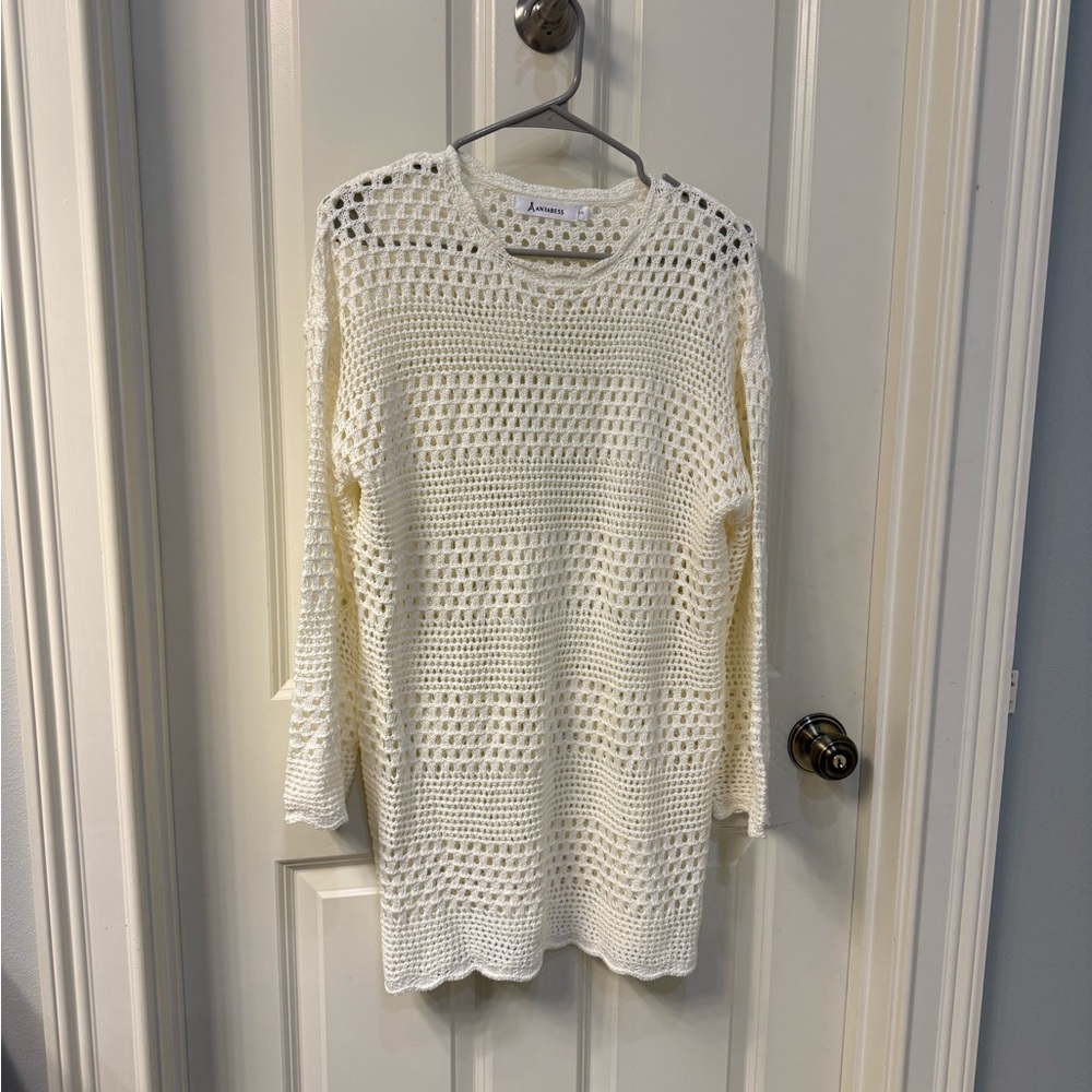 Cream Crochet Swim Coverup